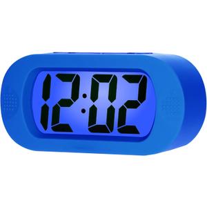 Plumeet Kids Alarm Clock Large Digital LCD Travel Alarm Clocks with Snooze and Night Light - Ascending Sound and Handheld Size - Best Gift for Kids (Blue)