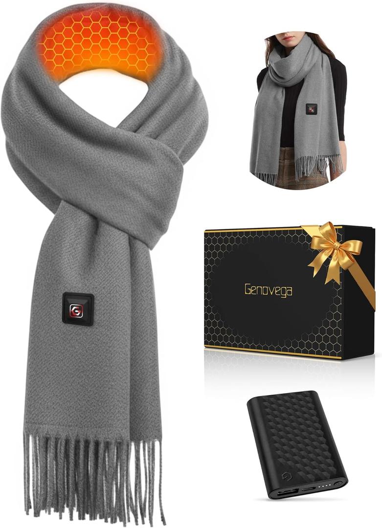 Heated Scarf Unique Useful Idea Valentine Gifts for Women Men Mom Mother Older Sister Wife Present Girlfriend Aunt Best Friend Coworker Boss Gift Friend Birthday Anniversary Travel Who Have Everything (Grey)