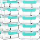 M MCIRCO 10-Pack, 30 Oz Glass Meal Prep Containers 2 Compartments Airtight Lunch Bento Boxes with Lids, Glass Food Storage Containers, Microwave, Oven, Freezer and Dishwasher, Green