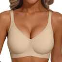 Vertvie Jelly Racerback Bras for Women Wireless Push Up Bra Seamless Supportive Full Coverage Convertible T-Shirt Bralettes S
