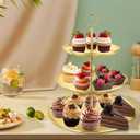 LIAISIMI 3 Tier Gold Metal Cupcake Stand Holder,Stainless Steel Cup Cake Stand Tower with Tiered Serving Tray and Base for Parties,Weddings,Birthdays and Any Festivals and Celebrations(2-Pack)