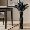 Tall Black Resin Floor Vase - 23.6 Inch Modern Square Twist Vases for Home Decor, Large Decorative Vase for Dried Flowers, Pampas Grass, Centerpiece - Matte Finish