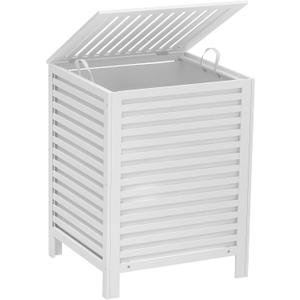 VASMIA Laundry Hamper with Lid, 90L Bamboo Large Laundry Basket with Removable Bag,Dirty Clothes Hamper for Bedroom Bathroom White