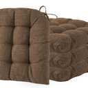 ELFJOY Tufted Chair Cushions for Dining Chairs Set of 4 Premium U-Shaped Chair Pads with Ties Comfortable Seat Cushion for Kitchen Office Dining Room (17"x 16"x 3" Coffee)