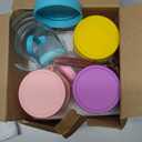 Overnight Oats Containers with Lids, 4-pack Overnight Oats Jars with Spoons and Small Containers, 16oz Glass Mason Jar with Airtight Lid, Chia Pudding Jars Yogurt Containers with Lids, Gifts for Women (Multicolor(Pink+Purple+Turquoise+Bright Yellow))