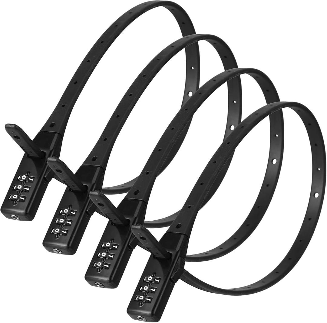 4 Pcs Zip Tie Locks, Adjustable 3-Digit Combination Cable Locks, Lightweight & Flexible Build, Ideal for Securing Bicycles, Helmets, Luggage, Fence