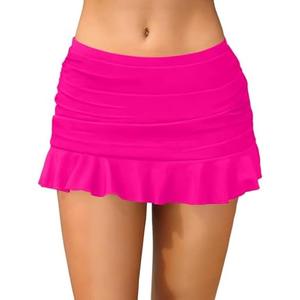 Daci Women's Mid Rise Swim Skirt - Ruched Ruffle Swimsuit Tummy Control Bathing Suit Bikini Skirt Bottom 2025, Large
