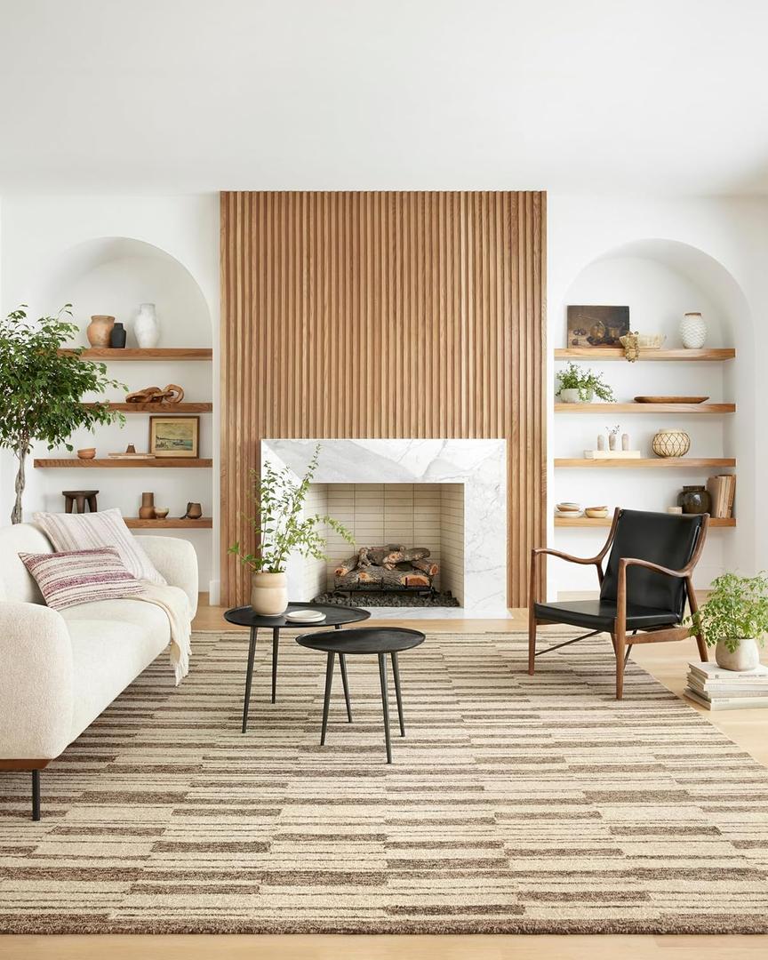 Loloi Chris Loves Julia x Polly Collection POL-04 Beige/Tobacco 7'-9" x 9'-9" Area Rug