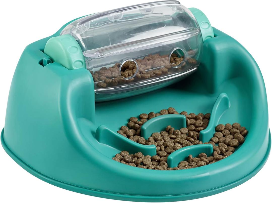 Outward Hound by Nina Ottosson Dog Spin N' Eat Dog Puzzle and Slow Feeder, Level 2 Intermediate Enrichment Toy, Green