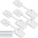 4-Pack White RV T-Style Door Holder Entry Door Catch fits RV Trailer Camper Exterior Door Hold Hook & Keeper Hardware (4-Pack)
