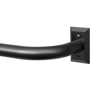 Black Curtain Rods, Heavy Duty Wrap Around Curtain Rod for Windows 28 to 48 Inch, 1 Adjustable Decorative Blackout Drapery Pole, Modern Room Darkening Rod, Window Treatment Rods, Matte Black