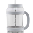 Gray Desktop Mug with Straw - Reduce WaterDay