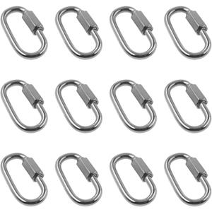 2 x Quick Links,Heavy Duty Chain Hooks Safety Chain Connector,TTZEZE SUS304 D Shape Locking Carabiner,Screw Chain Link Keychain for Outdoor,Fence,Gate,Pet Dog,Towing,Swing,Shade Sail,Bird Toys