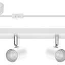 4 Light Track Lighting Kit,White 4 Way Modern Plug in Ceiling Spotlight,Industrial LED Wall Light for Kitchen Cabinet Gallery Bar Hallway Living Room,Rocker Switch,15 Foot Cord(No Bulb)