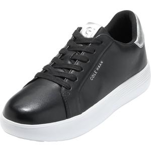 Cole Haan Women's Grand Crosscourt Joy Platform Sneakers (6.5 Wide, Black/Silvr Metalc)