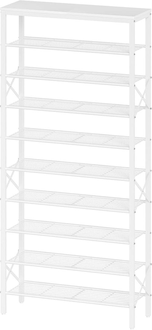 YATINEY 10 Tier Shoe Rack, Large Capacity Shoe Storage Organizer Holds 40 Pairs, Sturdy and Stable, for Entryway, Hallway, Closet, Dorm Room, White SS10WW