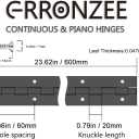 Piano Hinge 24 Inch Heavy Duty Stainless Steel Piano Hinge Continuous Hinge for Cabinet, Door, DIY Wood Boxes, 0.047" Leaf Thickness, 2" Open Width