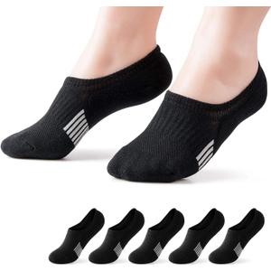 Gonii Womens No Show Socks Athletic Ankle Socks Cushioned Running Low Cut 5-8, 5 Pairs Black