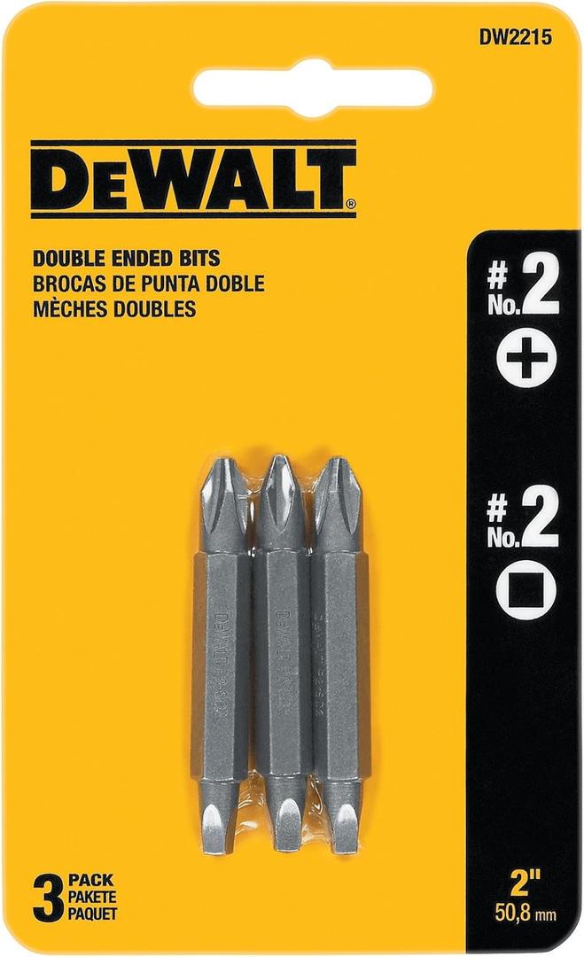DEWALT DW2215 #2 Phillips and #2 Square Recess Double Ended Screwdriver Bit 3 Count ( 1Pack) (One Size)