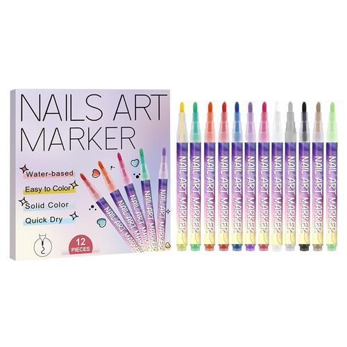 12Color 3D Nail Art Pens Set Nail Polish Graffiti Dotting Pen Drawing Painting