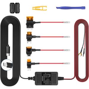 Upgraded Dash Cam Hardwire Kit, Type-C USB Hard Wire Kit 12V-24V to 5V Hardwire Kit with Low Voltage Protection 13ft Dash Cam Charger Power Cord for Dashcam GPS Power Supply Radar Detectors and More