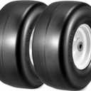 MaxAuto 13x6.50-6 Flat Free Lawn Mower Tires and Wheel, 13x6.5x6 Zero Turn Mower Front Tires with 5/8" Sintered Iron Bushing, for Commercial Garden Lawn Tractors, 4"-5.5" Adjustable Centered Hub