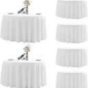 Round Tablecloth,6 Pack 120inch Stain and Wrinkle Resistant Polyester Table Cloth, Decorative Fabric Table Cover for Kitchen, Dinning, Party, Wedding Round(White)
