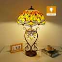 Tiffany Lamp Stained Glass Lamp 16x16x27 Inches Beautiful Dragonfly Style Large Table Lamp Desk Light with Metal Base for Bedroom Living Room Home Office Decor