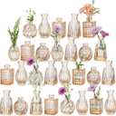 Hewory Small Glass Vases for Flowers: Set of 28 Mini Bud Vases for Tables Centerpieces - Vintage Flower Vase for Wedding Party Home Decor(Champagne Rose Gold)