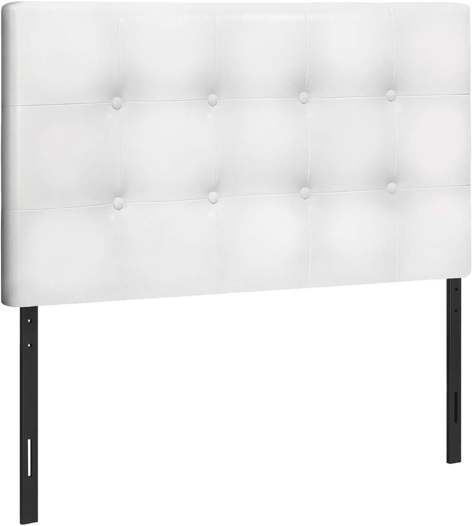 Monarch Specialties I 6002T Bed, Headboard Only, Twin Size, Bedroom, Upholstered, Pu Leather Look, White, Transitional