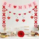 RAWILL Valentines Day Decorations Set, Hanging Heart Swirls,BE Mine Banner, Love XO and Red Felt Heart Wooden Beads Garlands Banner,for Home,Classroom,Office,Wedding and Party