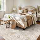 Collive Washable Area Rug 8x10, Neutral Boho Rugs for Living Room Rugs 8x10 Non Slip Farmhouse Modern Bedroom Carpet Stain Resistant Aesthetic Print Accent Floor Mat for Dining Guest Office - Beige