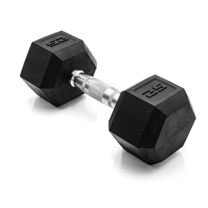 CAP Rubber Coated Dumbbell Weights, Free Weights for Home Gym Strength Training, Anti-Roll Hex Dumbbells with Black, Chrome & Comfort Grip Handles, Singles