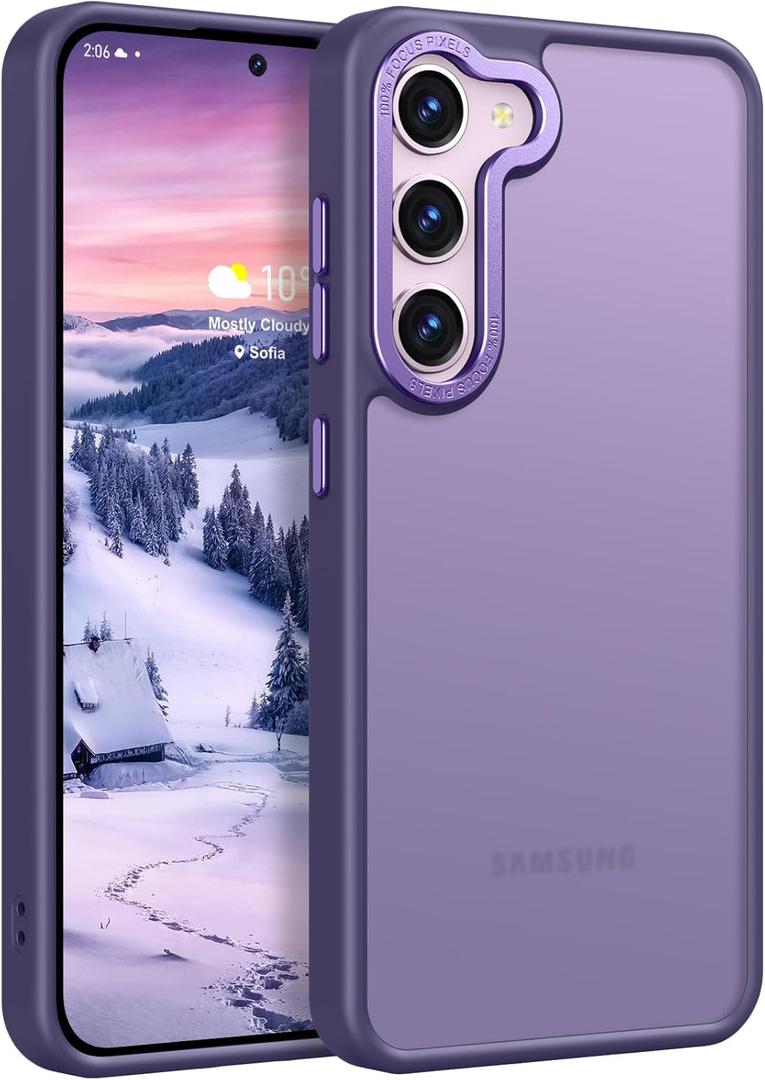 Rayboen for Samsung Galaxy S23 Plus case, Translucent Frosted Skin Feel Anti-Scratch Hard PC Back Soft Silicone Edge, Slim Fit Shockproof Protective Phone Cover for Samsung S23+ Plus, Matte Purple