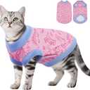 DENTRUN Sleeveless Cat Vest with Dinosaur Print, Breathable Ultra-Soft Dralon Fleece Cat Sweater, All-Season Pet Costume Apparel for Cats, Kitten Clothing for Indoor/Outdoor, XS