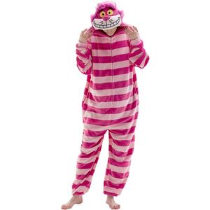 COSUSKET Snug Fit Unisex Adult Onesie Pajamas, Flannel Cosplay Animal One Piece Halloween Costume Sleepwear Homewear (Large, Cheshire Cat)