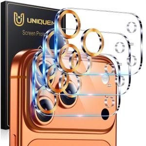 UniqueMe 3 Pack Compatible for iPhone 17 Pro Max Camera Lens Protector - [Drop Protection] [Case Friendly] 9H Tempered Glass Camera Cover Screen [Update New Version] - Orange