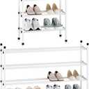 STORAGE MANIAC Expandable Shoe Rack, 16 Pairs Stackable Small Shoe Rack, Metal Adjustable Shoes Organizer for Closet, Entryway, Hallway, Garage, Front Door, Shoes Shelves, White 4 Tier