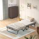 Homieasy Folding Bed with 5 Inch Memory Foam Mattress, 75 x 31 Cot Size Rollaway Guest Bed for Adults, Sturdy Metal Frame Foldable Bed Supports 300lbs, Portable Bed on Wheels with Storage Cover