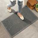 HIYARD Sturdy Front Door Mat, Absorbent Muddy Dirt Resist Welcome Door Mats Outdoor Indoor, Stain and Fade Resistant, Non-Slip Backing Entry Mat Low Profile Doormat for Entryway, 36×24, Light Grey