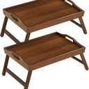 2 Pack Bed Tray Table Breakfast Trays Serving Tray Bamboo Bed Laptap with Floding Legs Handles and Phone Holders