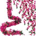 12pcs Artificial Bougainvillea Flowers Garland Totally 70.87 ft Fake Silk Bougainvillea Vines Long Plant Faux Wreaths for Centerpieces Runner Wedding Arch Wall(Plum Purple)