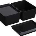 CHANCETSUI Storage Bins With Lids Plastic Containers: Multipurpose Stackable Storage Container Bins With Lid For Home And Office Organization, Small Storage Bin, 2 Pcs 5x7 Storage Container, Black