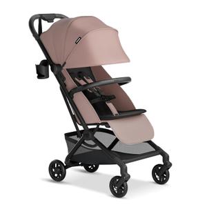 Mompush Velo Lightweight Travel Stroller, Compact & Airplane-Friendly for Baby and Toddler, Lie-Flat Seat, One-Hand Fold, with Leather Bumper Bar, Shoulder Strap, Raincover, Storage Bag & Cup Holder (Mirage Pink)