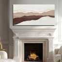 Modern Abstract Wall Art Textured Beige and Brown Canvas 24x48 inch Layered Terrain Painting for Living Room Bedroom Decor