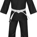 Antares Uniform for Kids & Adults Lightweight Student PJ Pants and Jackets for Martial Arts Uniform With Free Belt (8, Black)