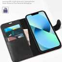 TUCCH Wallet Case for iPhone 13, [RFID Blocking] [3 Card Slots] TPU Interior Protective Case, Magnetic Folio Shockproof PU Leather Stand Flip Cover Compatible with iPhone 13 6.1 5G, Black & Brown