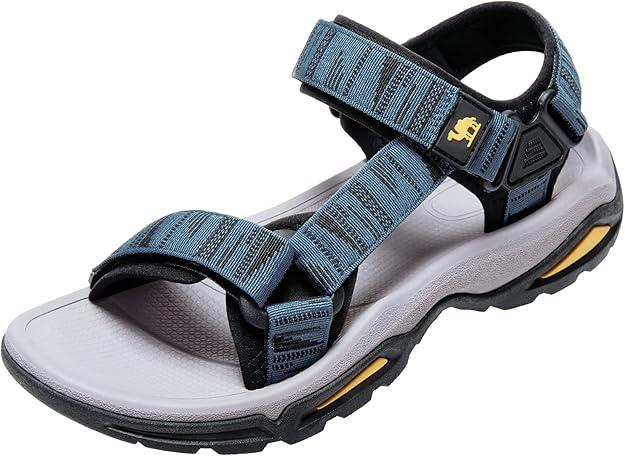 CAMEL CROWN Mens Waterproof Hiking Sandals with Arch Support Open Toe Summer Outdoor Beach Water Comfortable Sport Sandals (9.5, Light Blue Black)