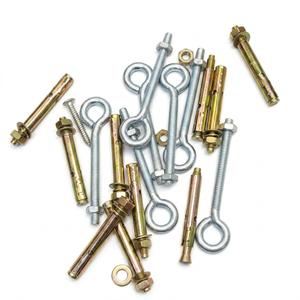 Assorted eye bolts and sleeve anchors hardware set