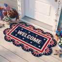 Dunzy America Stars Memorial Day Welcome Coir Doormat Non Slip Entrance Welcome Door Mats for Outdoors Indoors, 4th of July Patriotic Independence Day for Front Porch Entryway Decor, 18 x 30 Inch